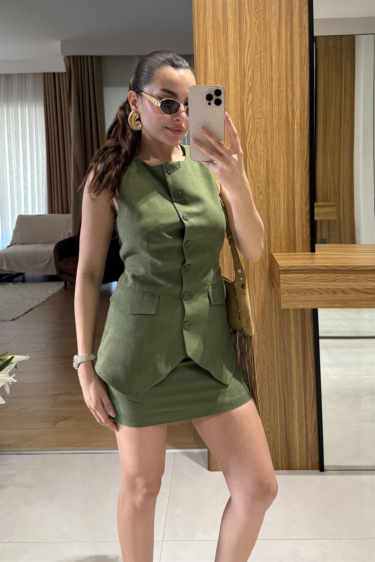 Layana Çimen Yeşil Premium Etek