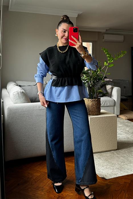 Lazy Çift Renk Tasarım Jean