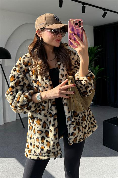 Ledio Bej Premium Peluş Ceket 