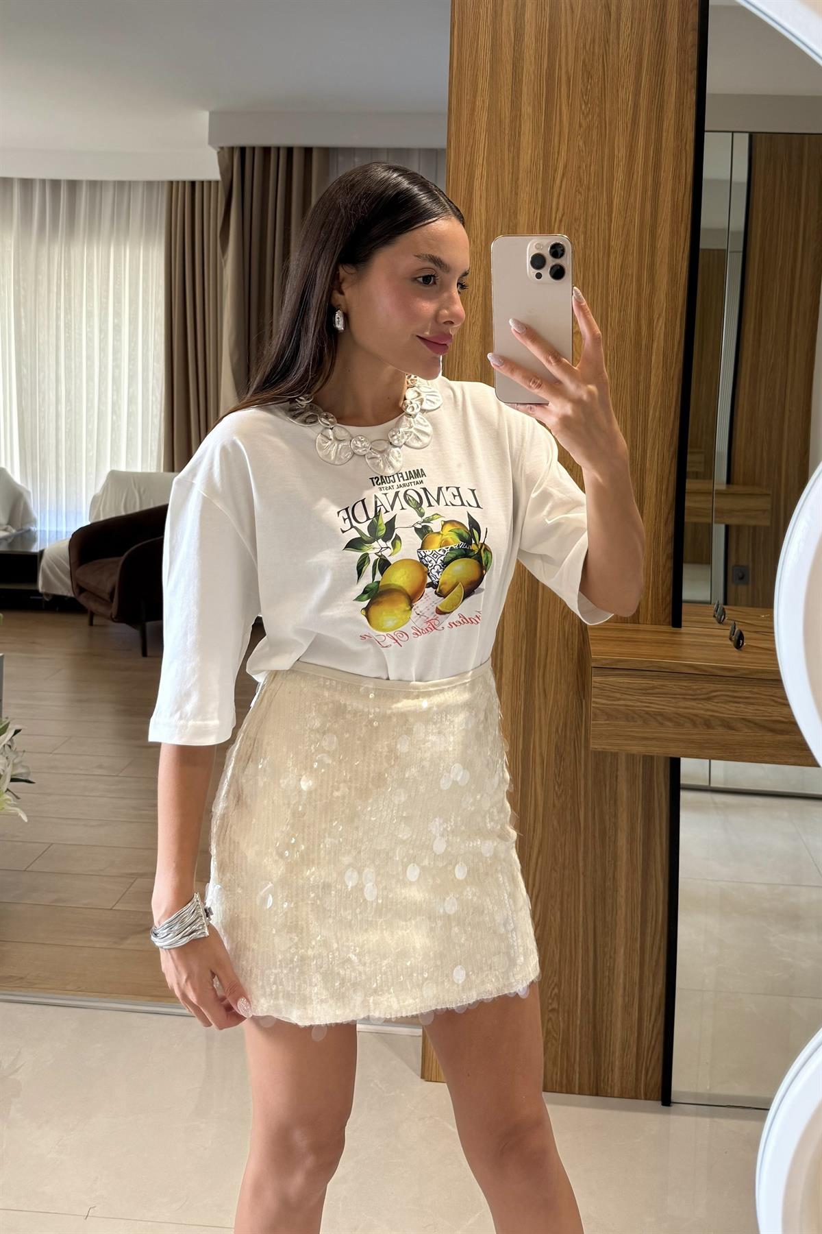 Lemonade Baskılı Beyaz Tshirt 