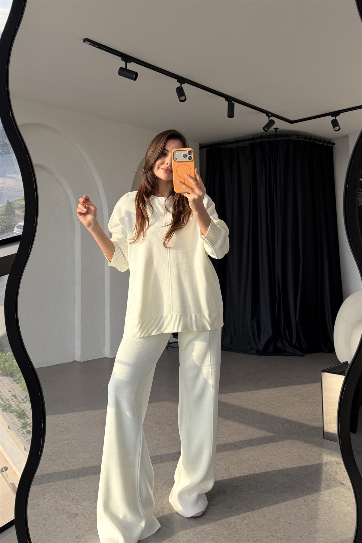 Lendow Beyaz İkili Triko Takım