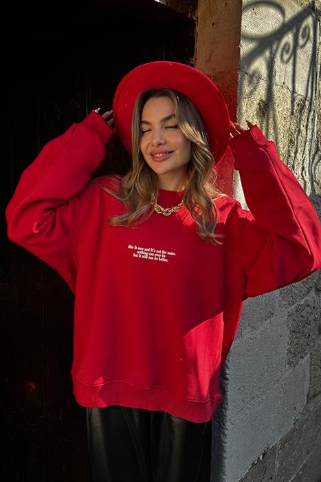 Lenissa Şardonlu Kırmızı Sweat