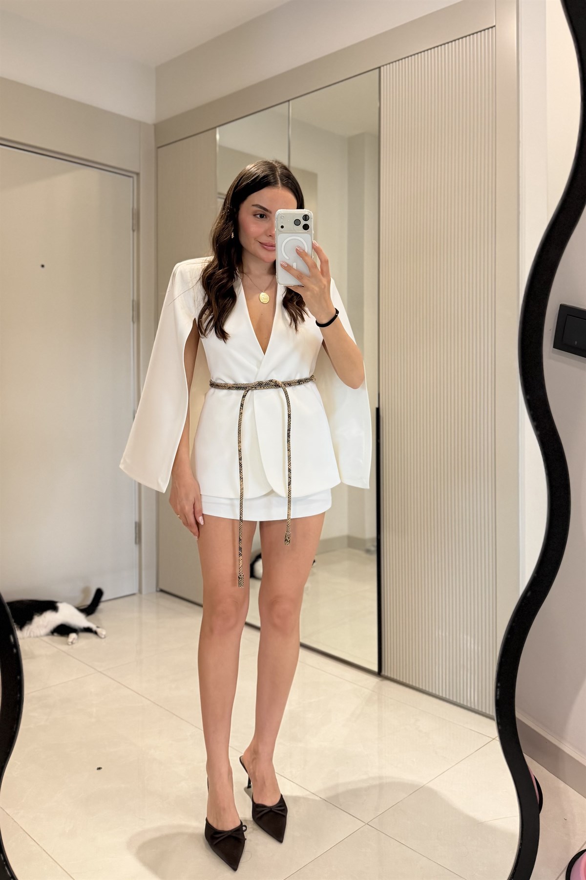 Leny Beyaz Panço Ceket