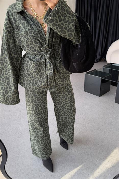 Leona Haki Leopar Pantolon