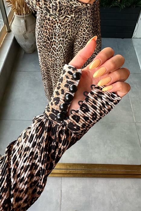 Leopar Desenli Piliseli Bluz