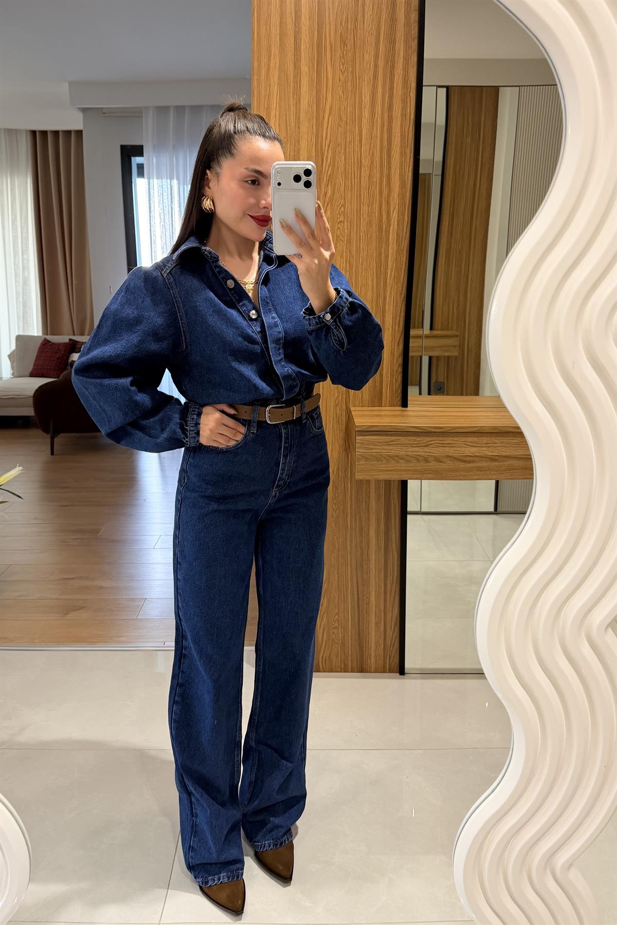 Lermai Denim Kemerli Tulum