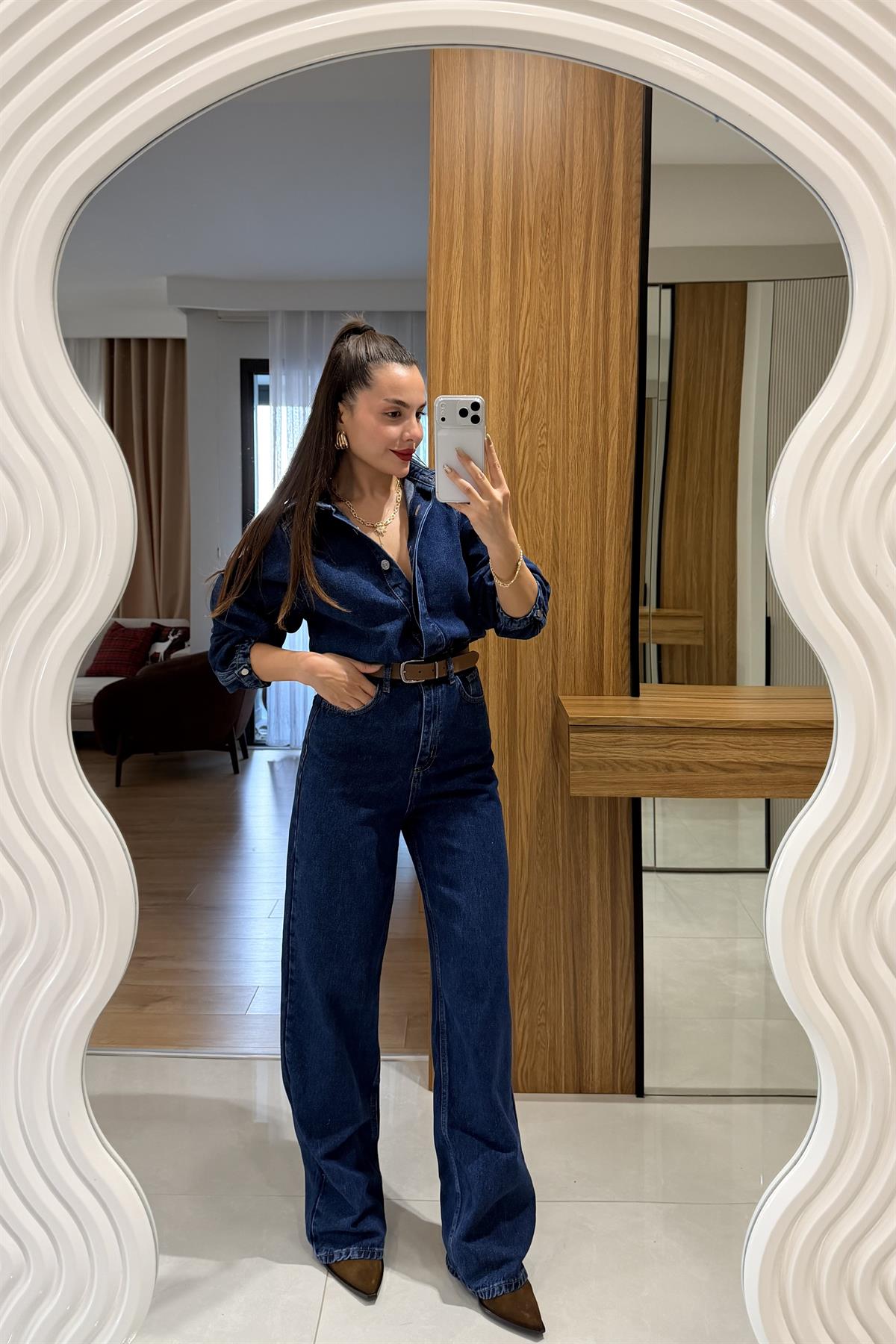 Lermai Denim Kemerli Tulum