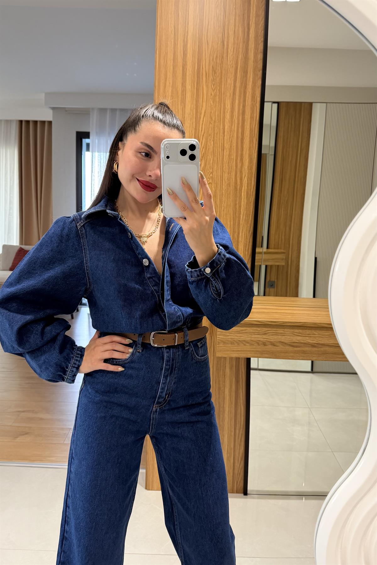 Lermai Denim Kemerli Tulum