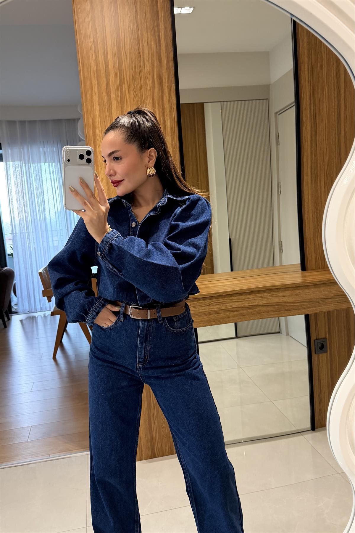 Lermai Denim Kemerli Tulum