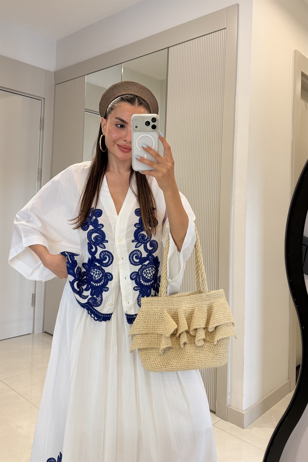 Lesly Lacivert Nakışlı Astarlı Takım