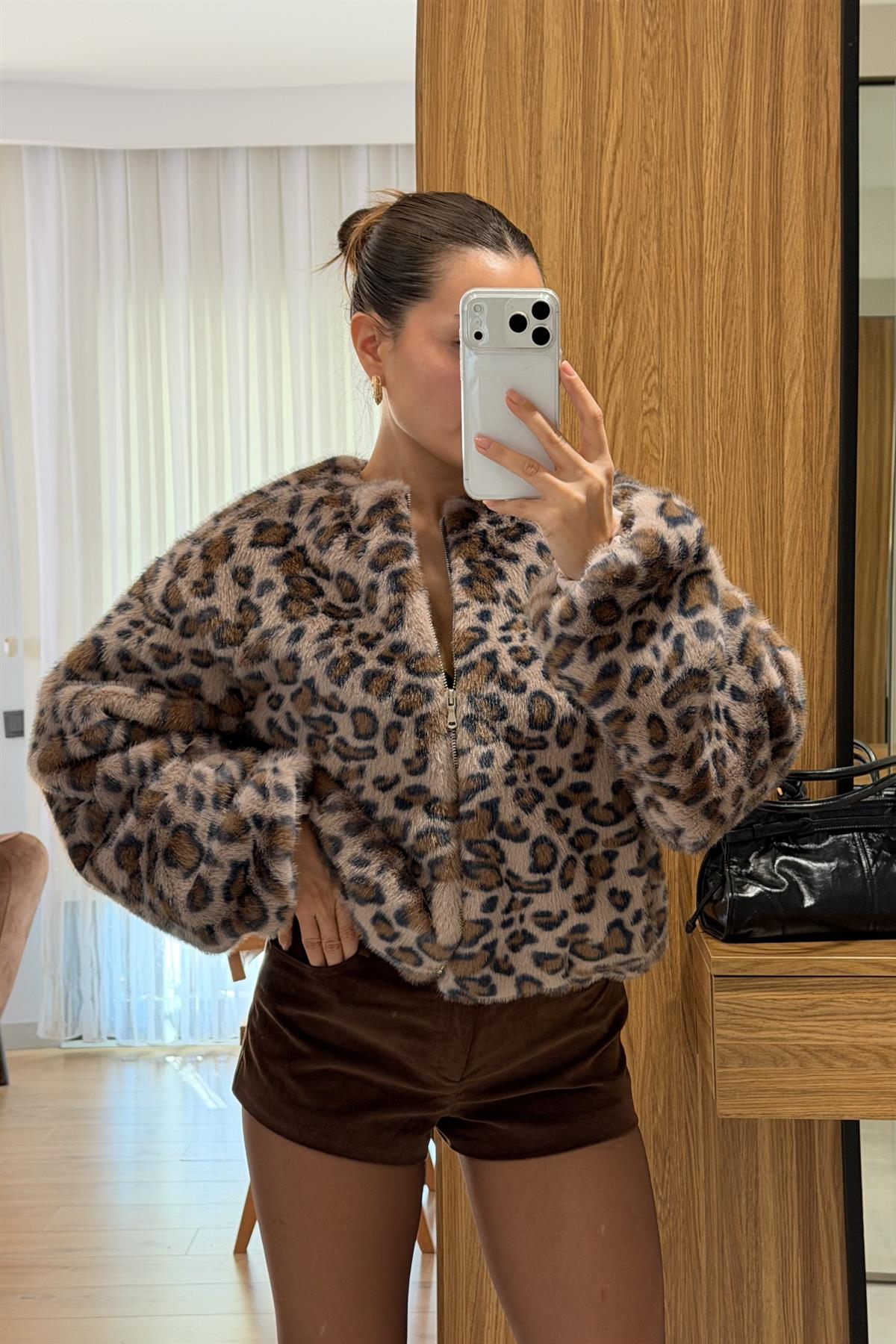 Lessa Pembe Leopar Desen Kürk