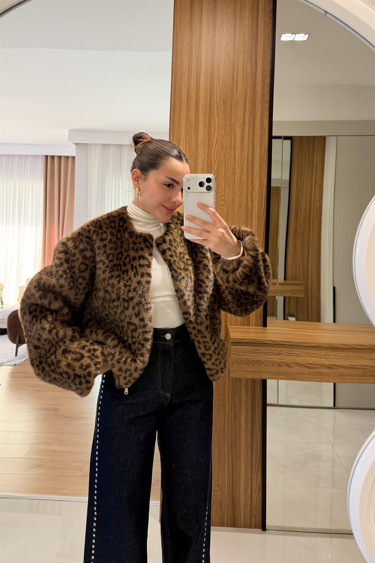 Lessa Puantiye Kaplan Desen Kürk