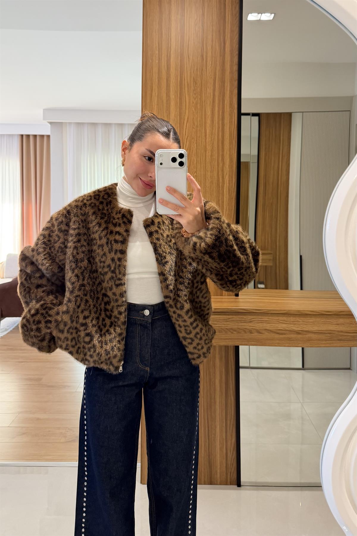 Lessa Puantiye Kaplan Desen Kürk