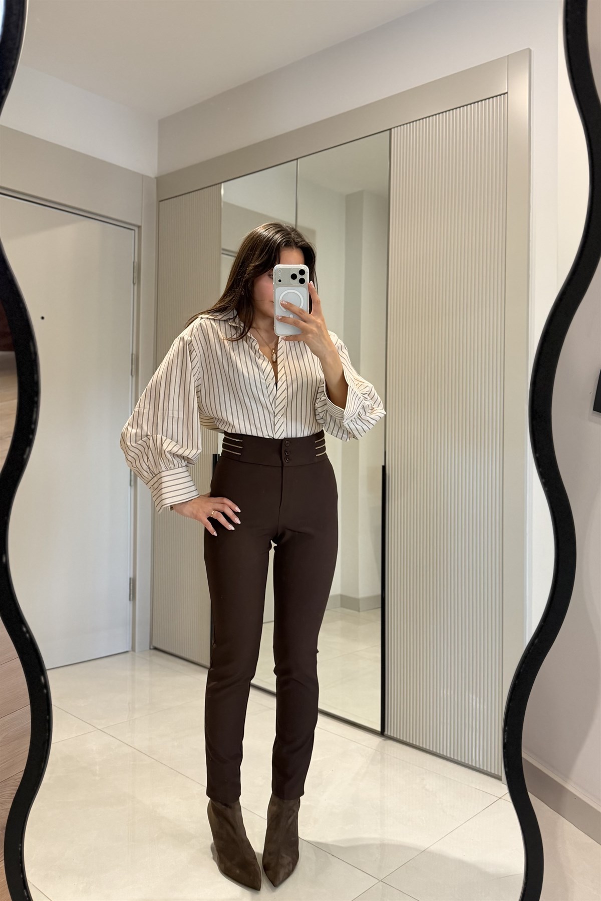 Lethia Kahve Double Kumaş Pantolon