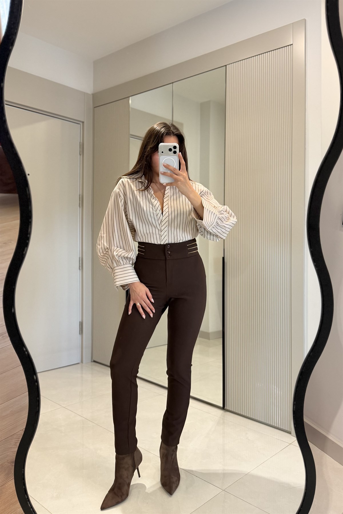 Lethia Kahve Double Kumaş Pantolon