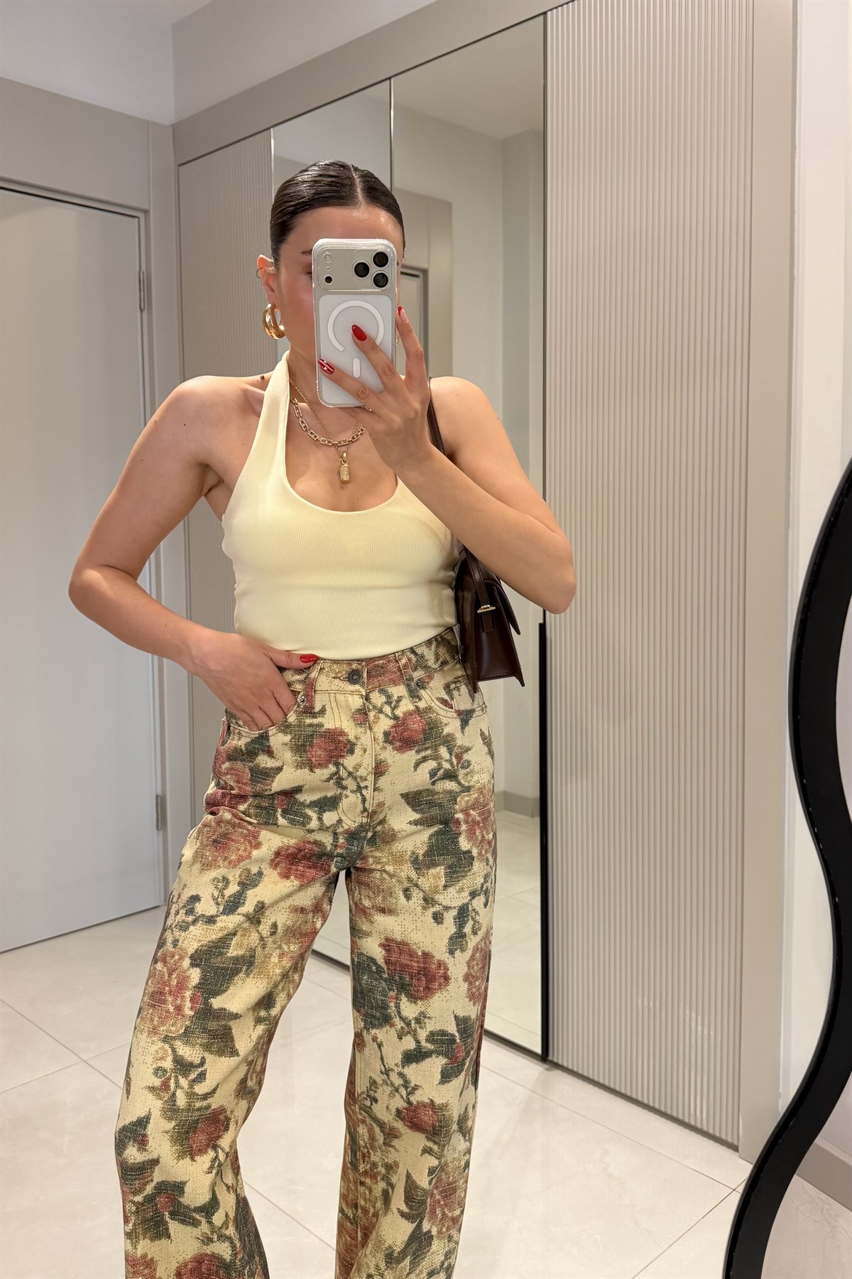 Leuven Sarı Halter Yaka Dilvin Crop