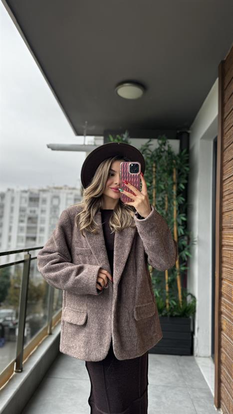 Liam Kaşe Yumoş Blazer Ceket - Kırçıllı Kahve