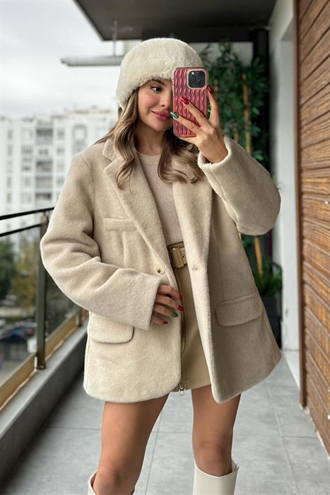Liam Kaşe Yumoş Blazer Ceket - Krem