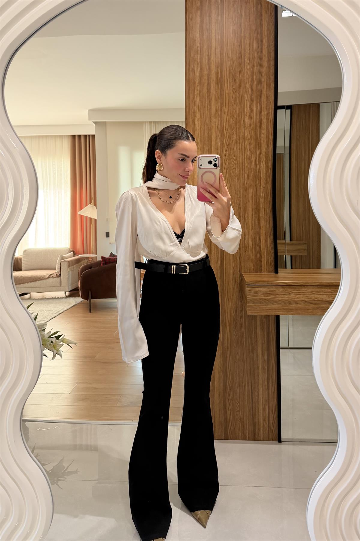 Liand Siyah Kemerli Toparlayıcı Pantolon