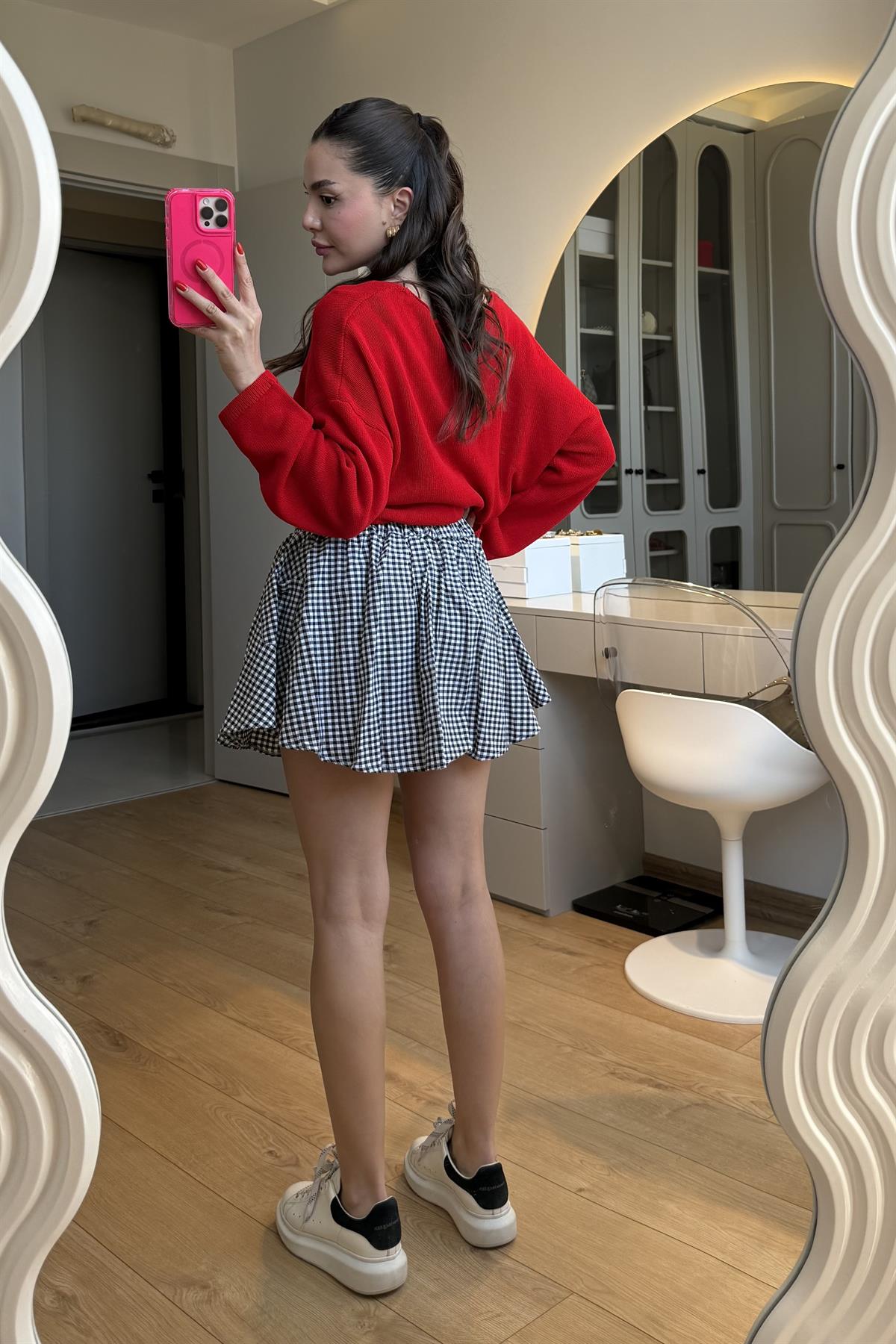 Lilith Pötikare Tasarım Gömlek Bağlamalı Şort Etek