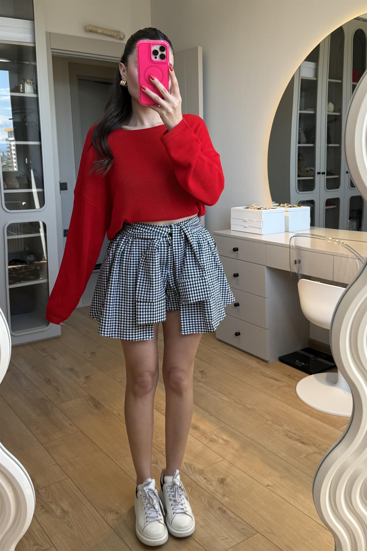 Lilith Pötikare Tasarım Gömlek Bağlamalı Şort Etek