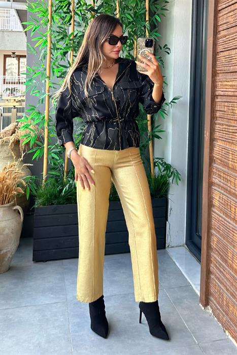 Lıly parlak dokulu pantolon - Gold