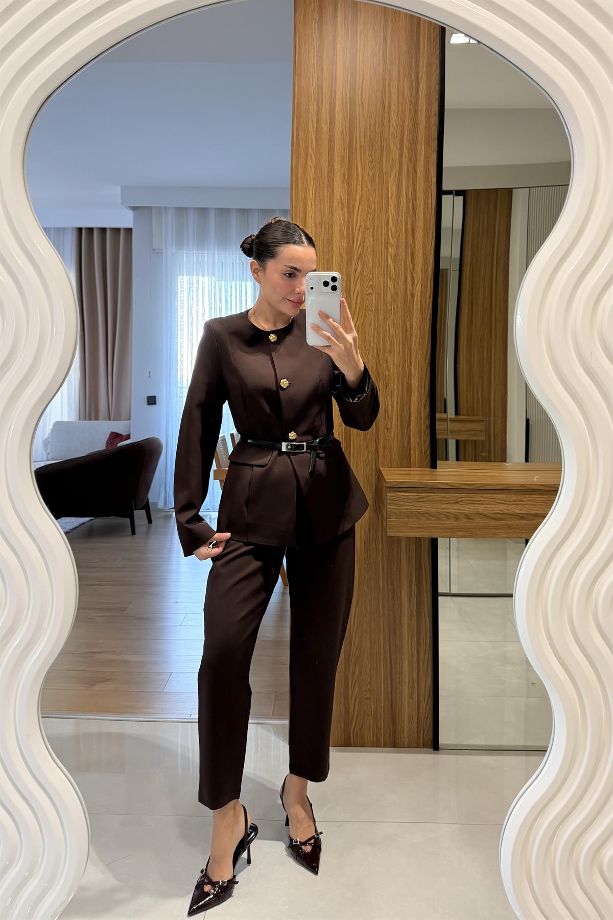 Lindon Kahve Gold Düğmeli Takım