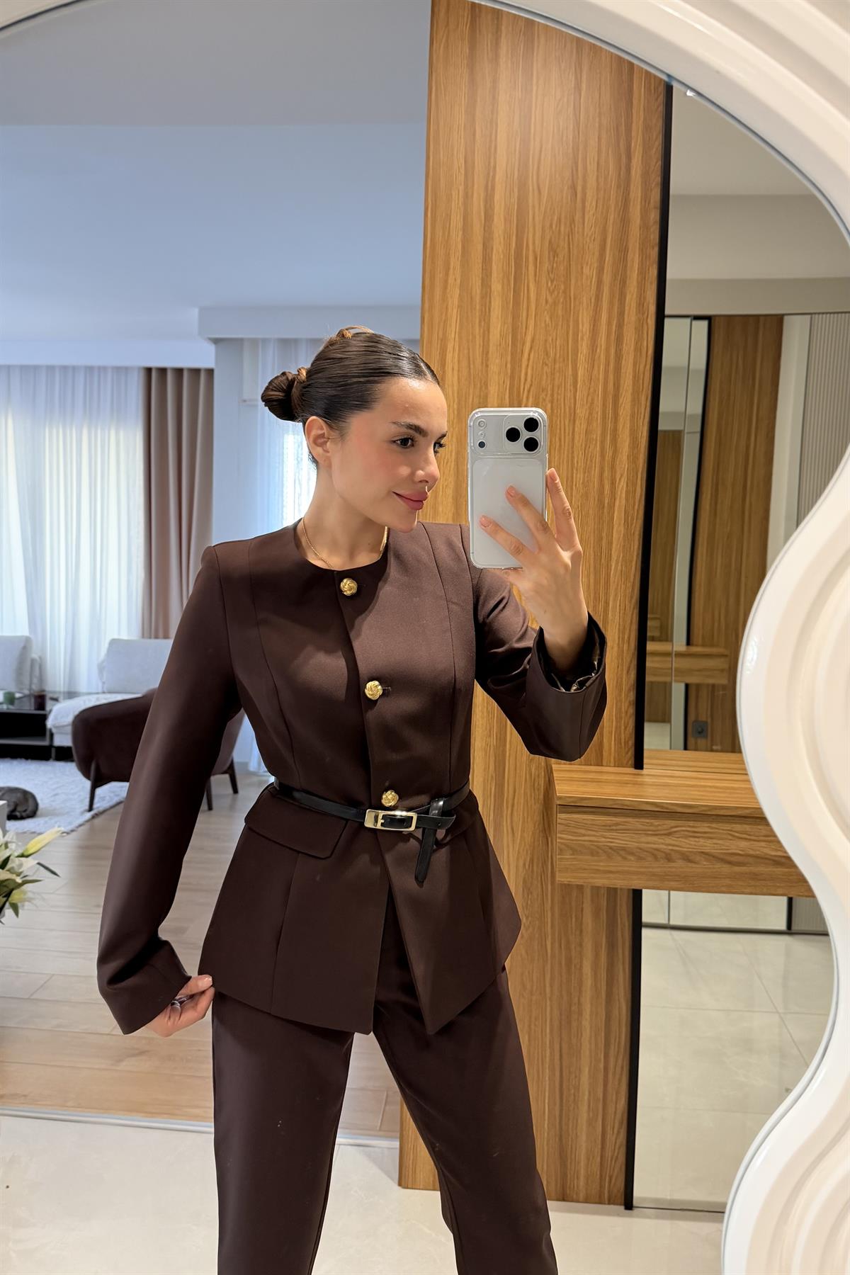 Lindon Kahve Gold Düğmeli Takım