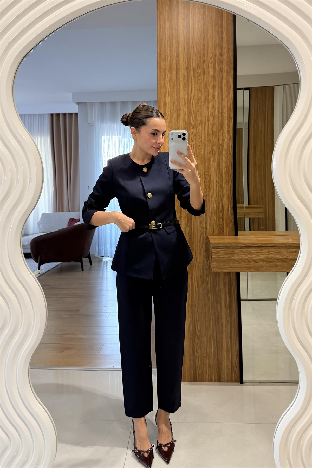 Lindon Lacivert Gold Düğmeli Takım