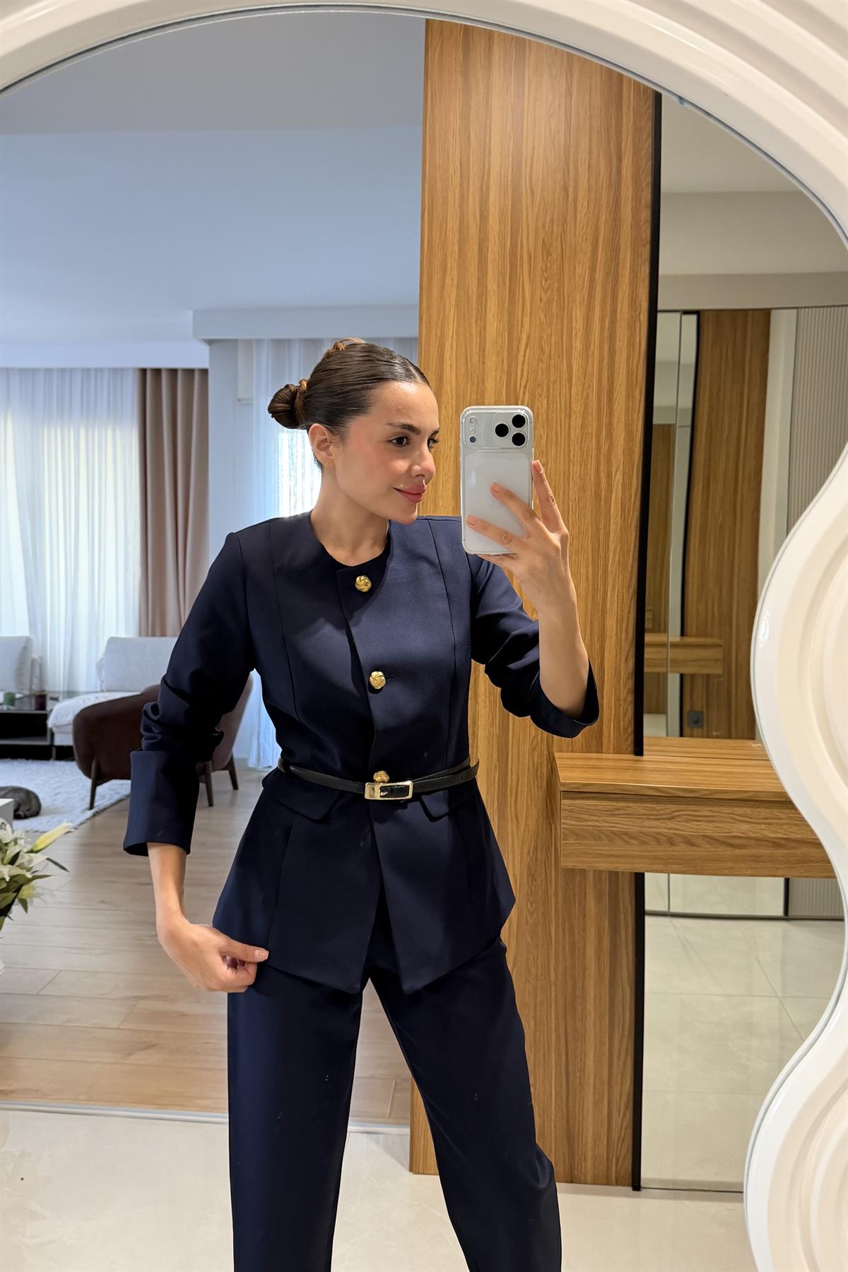 Lindon Lacivert Gold Düğmeli Takım