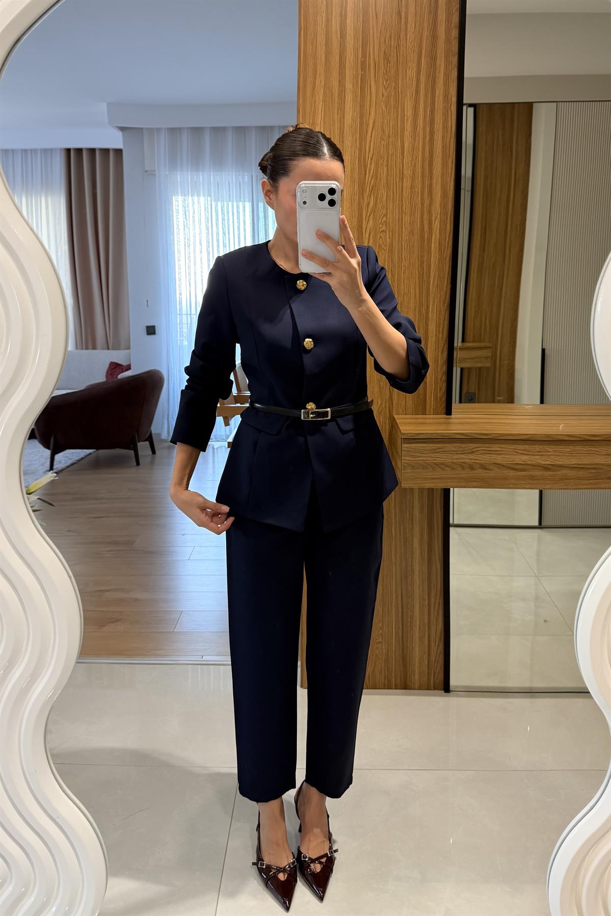 Lindon Lacivert Gold Düğmeli Takım