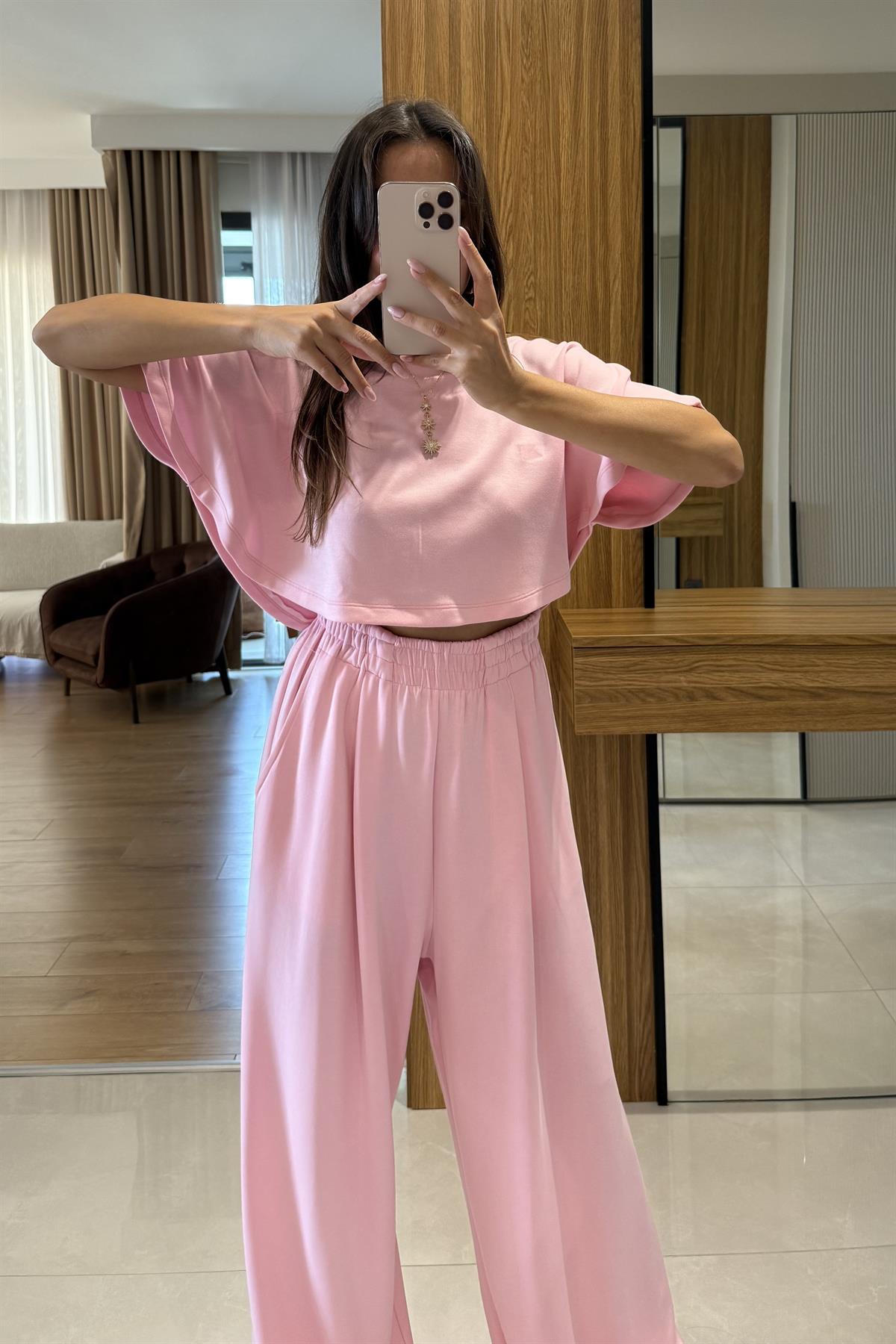 Linnea Pembe Panço Modal Takım