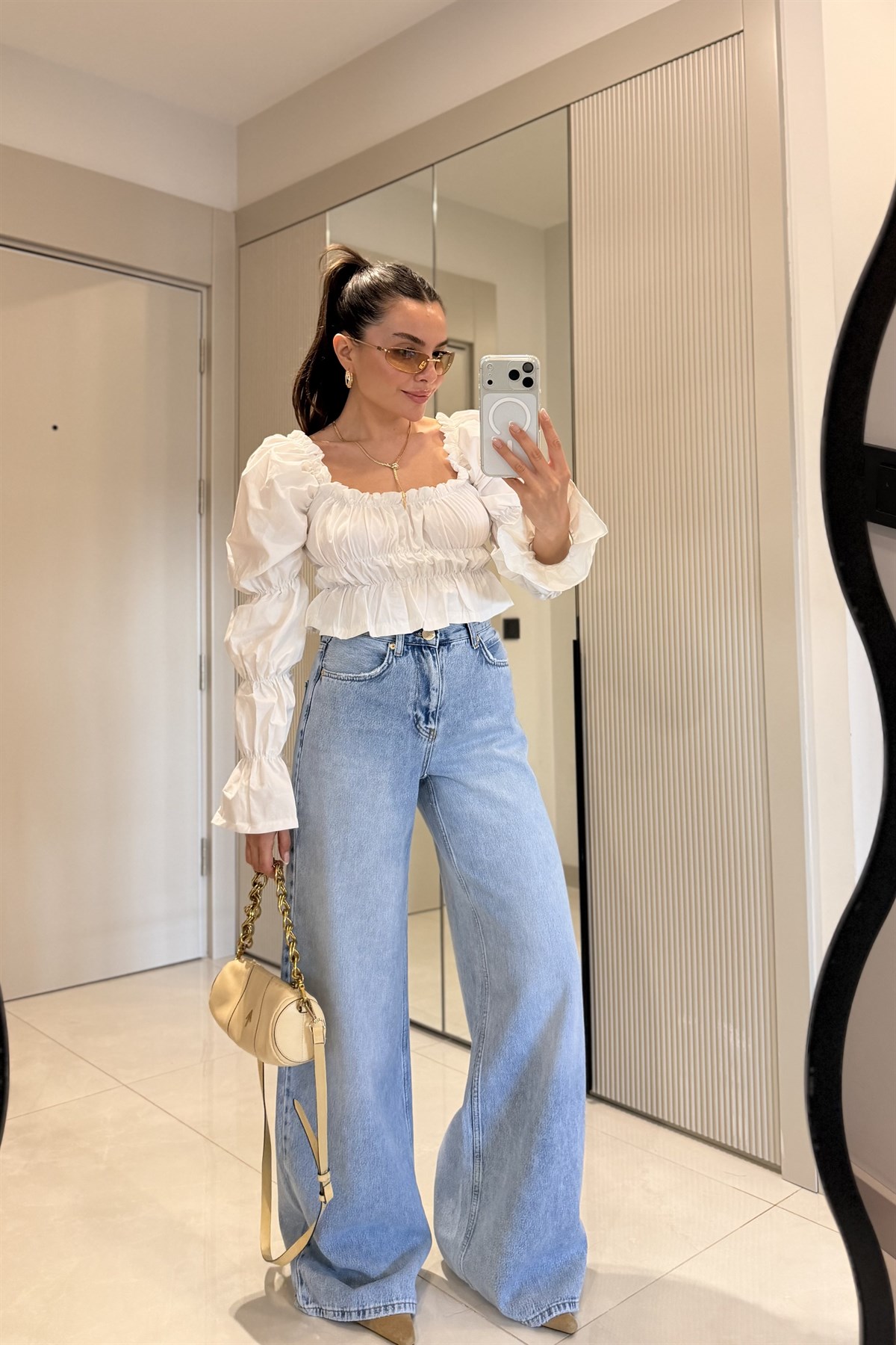 Lisandro Lightblue Yüksek Bel Wide Leg Jean