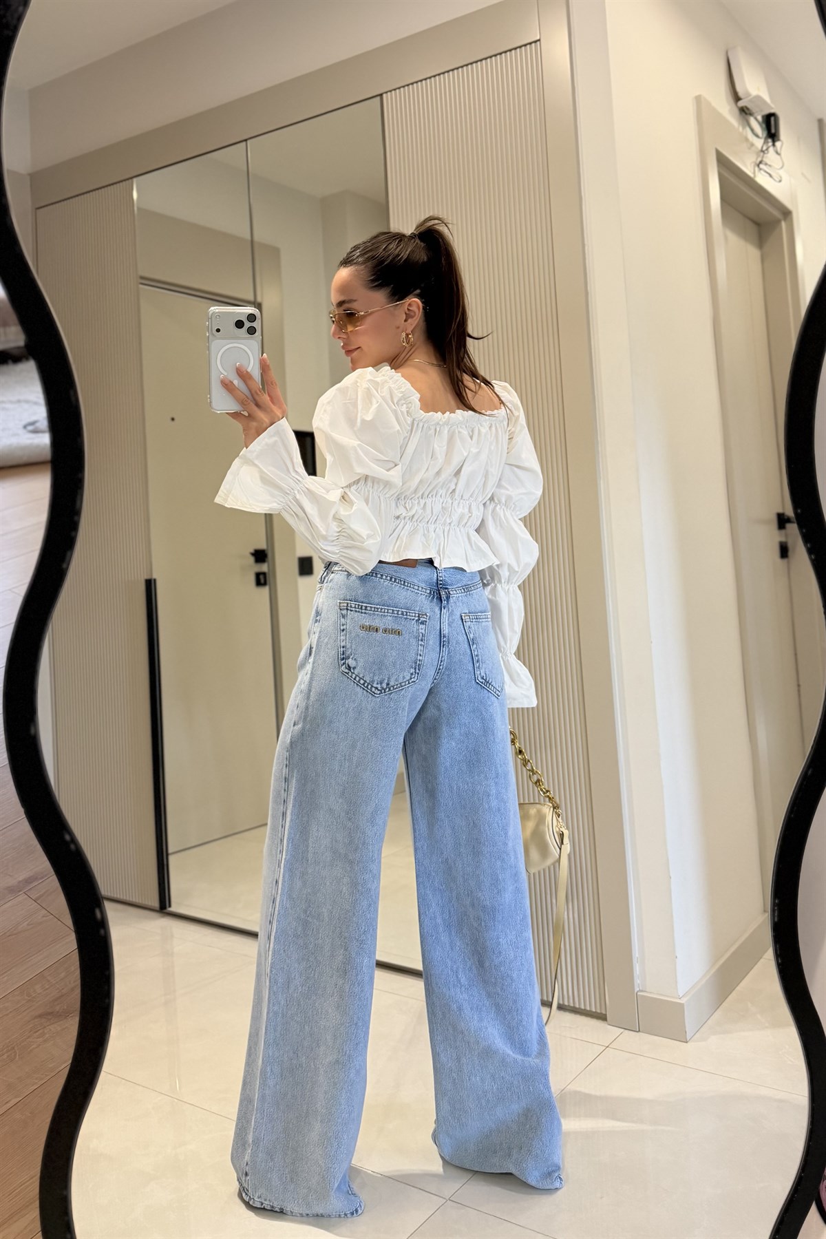 Lisandro Lightblue Yüksek Bel Wide Leg Jean