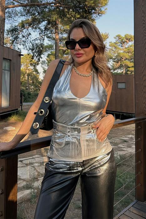 Lisarosi Silver Sırt Dekolteli Crop