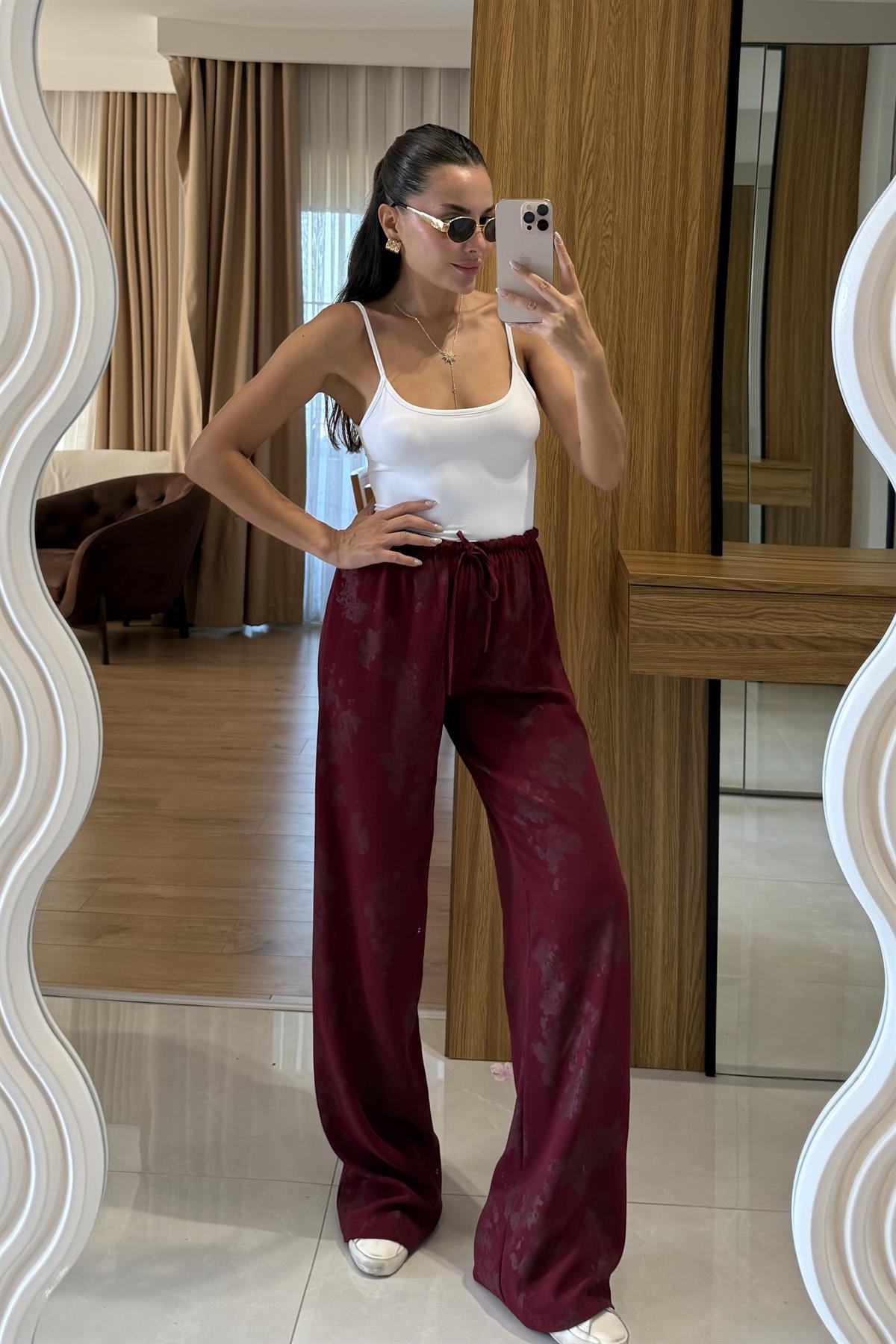 Littiman Bordo Jakarlı Pantolon