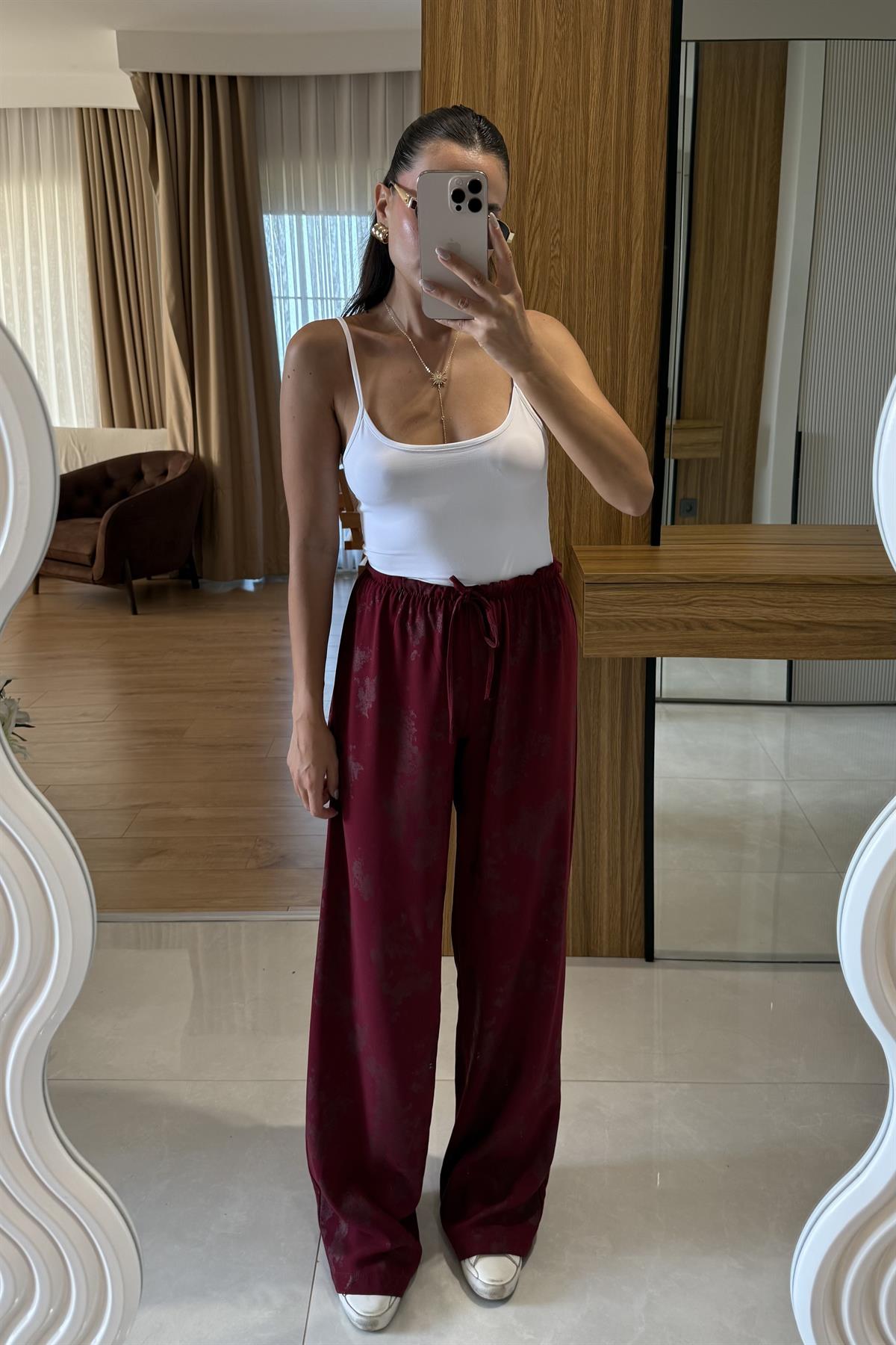 Littiman Bordo Jakarlı Pantolon