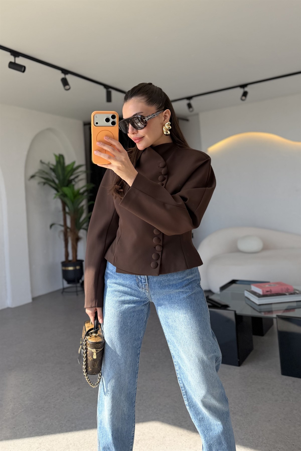 Livelia Kahve Premium Modern Kesim Blazer