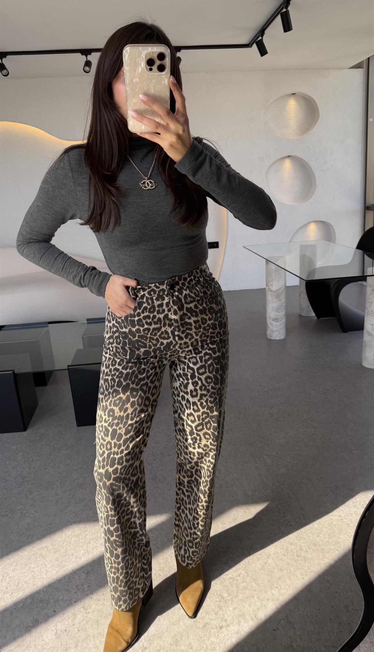 Livera Leopar Desen Pantolon