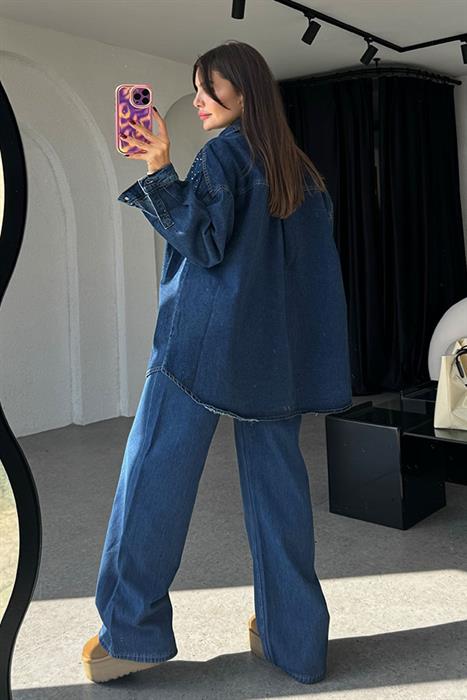 Livya Taş Detaylı Kot Gömlek