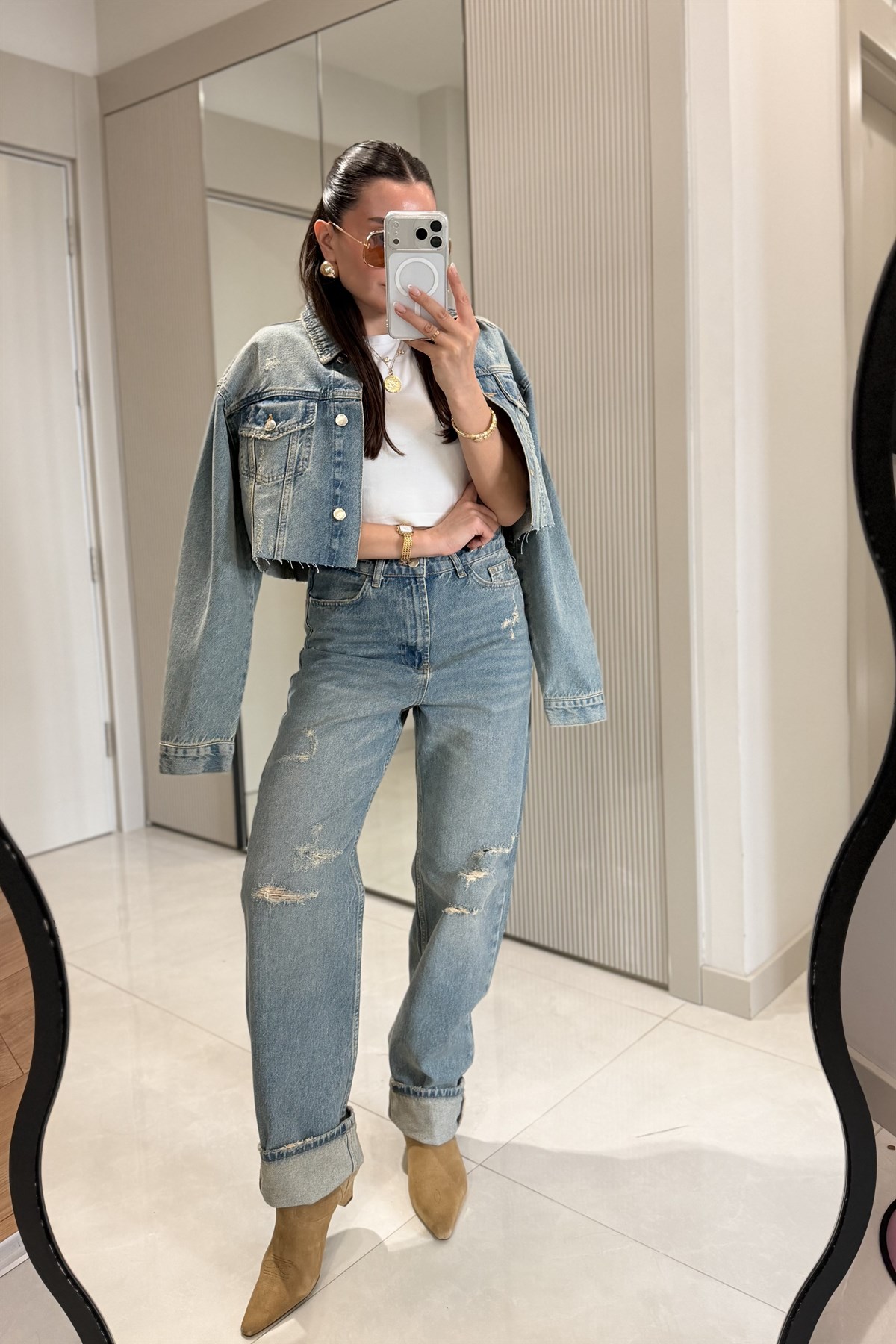 Loky Midblue Yırtık Detay Jean Pantolon
