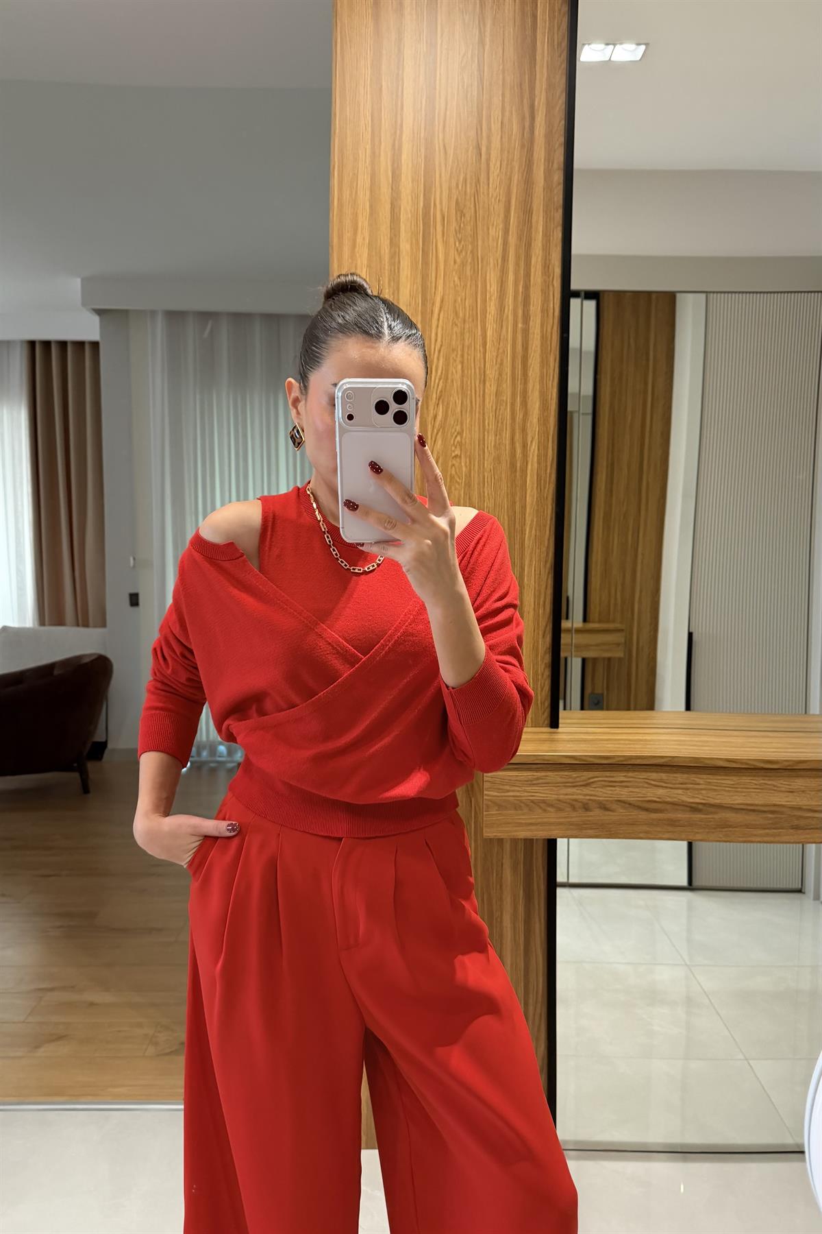 Lola Kırmızı İkili Hırka Bluz