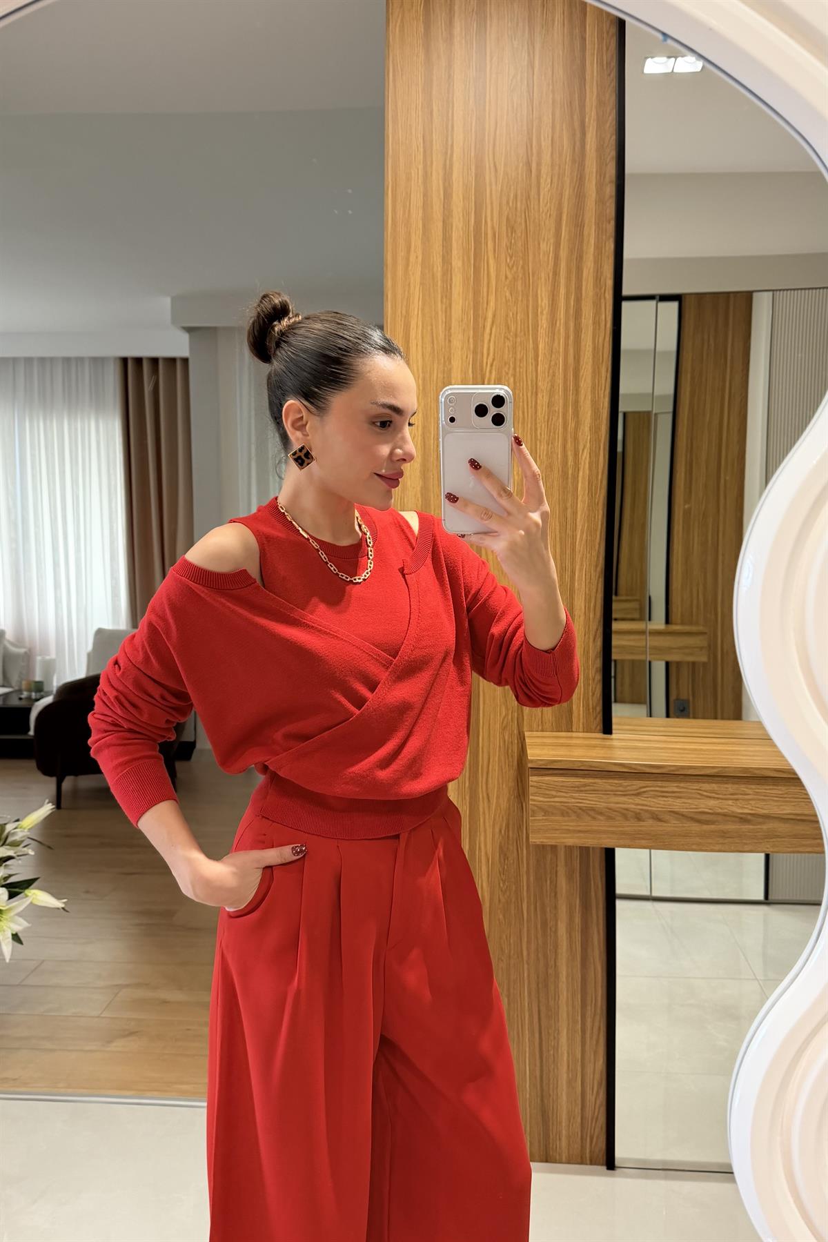 Lola Kırmızı İkili Hırka Bluz