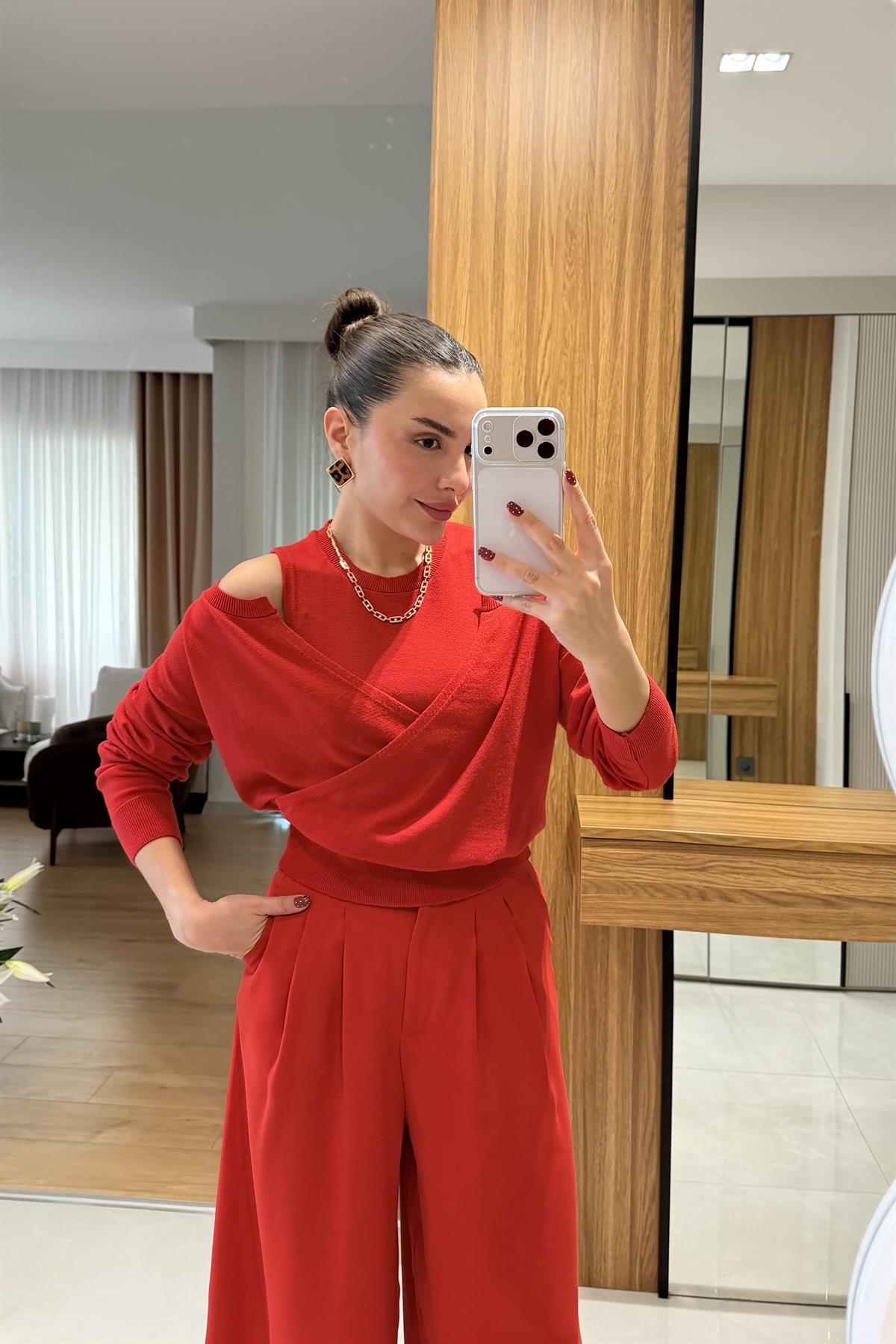 Lola Kırmızı İkili Hırka Bluz