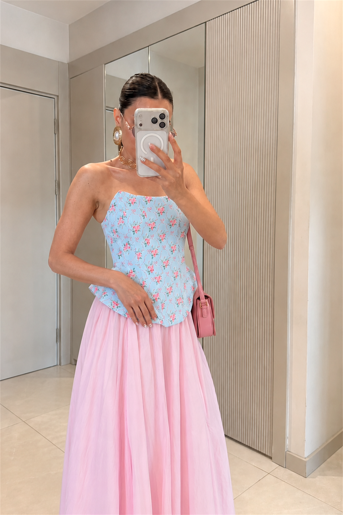 Loleta Bebe Mavi Çiçekli Korse Büstiyer