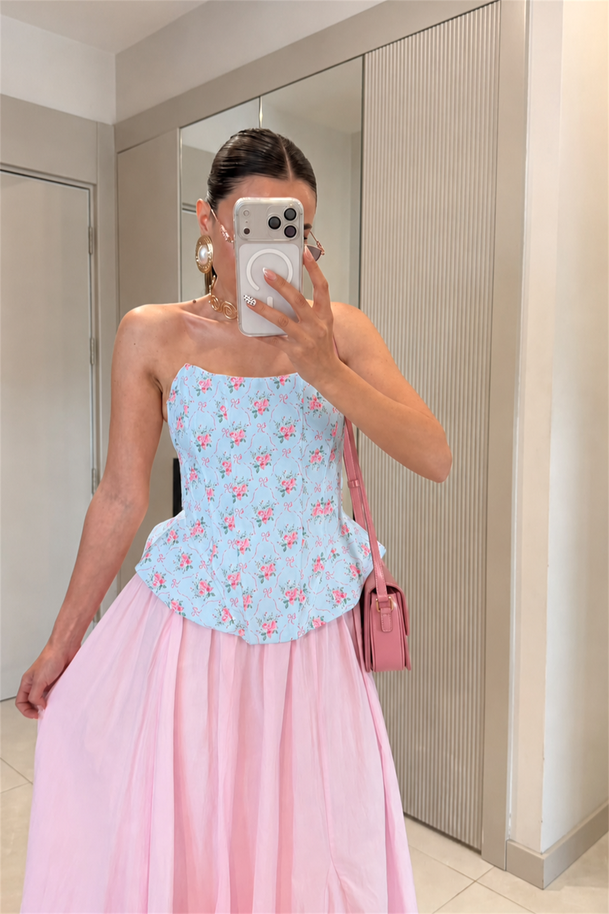 Loleta Bebe Mavi Çiçekli Korse Büstiyer