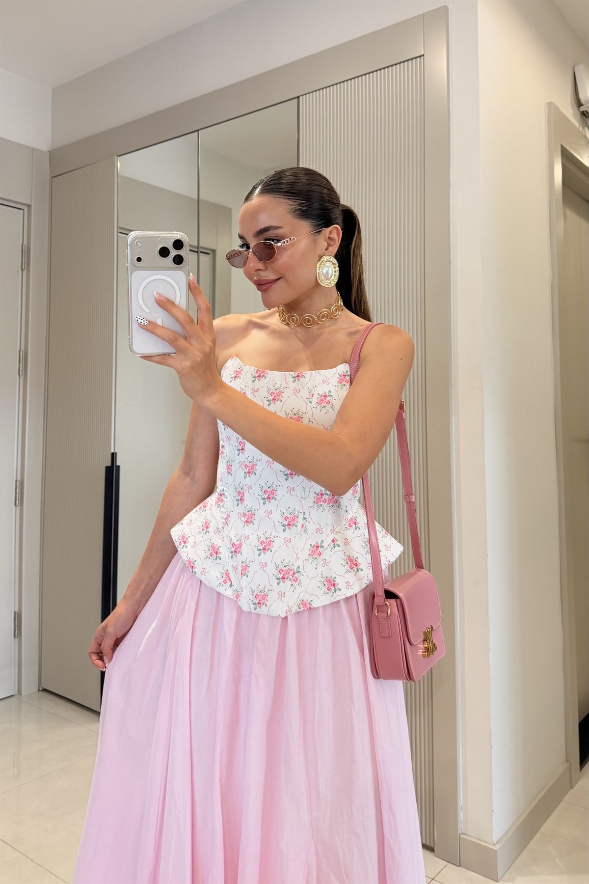 Loleta Beyaz Çiçekli Korse Büstiyer
