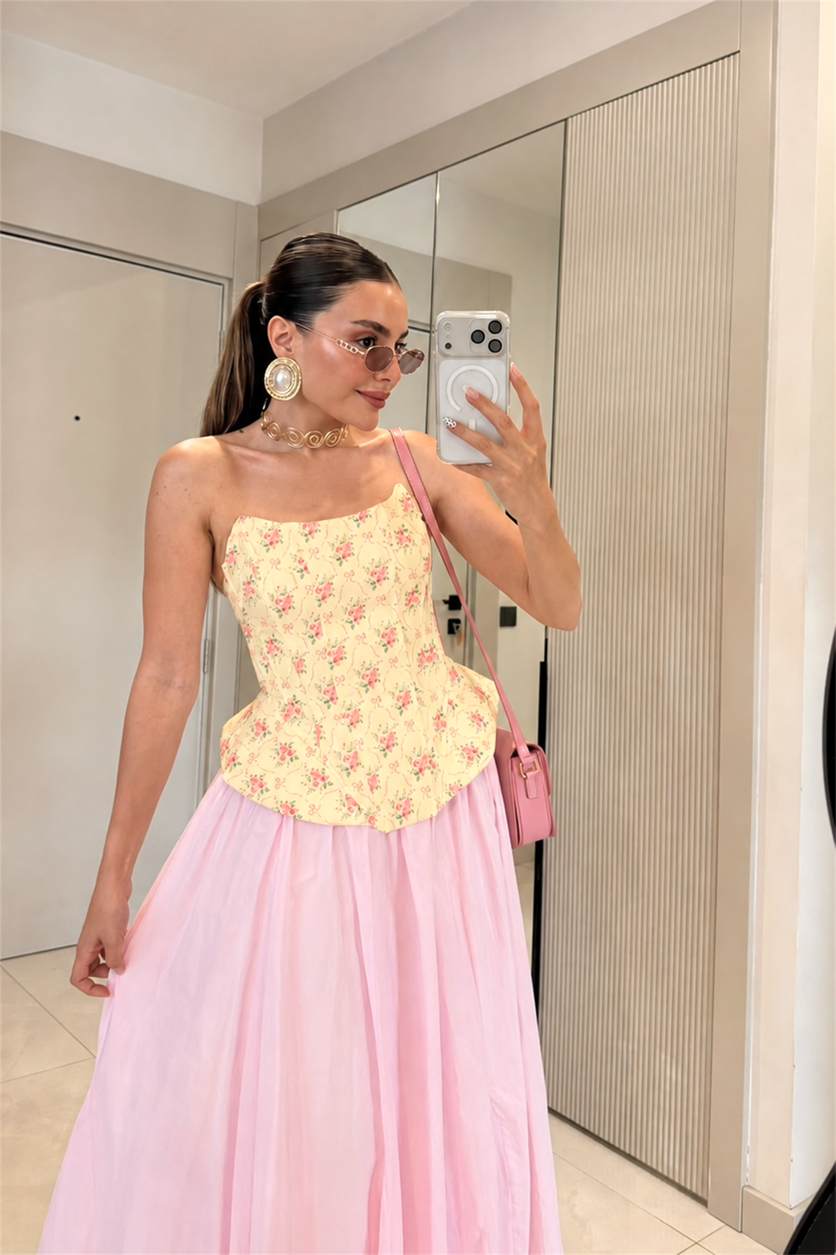 Loleta Sarı Çiçekli Korse Büstiyer