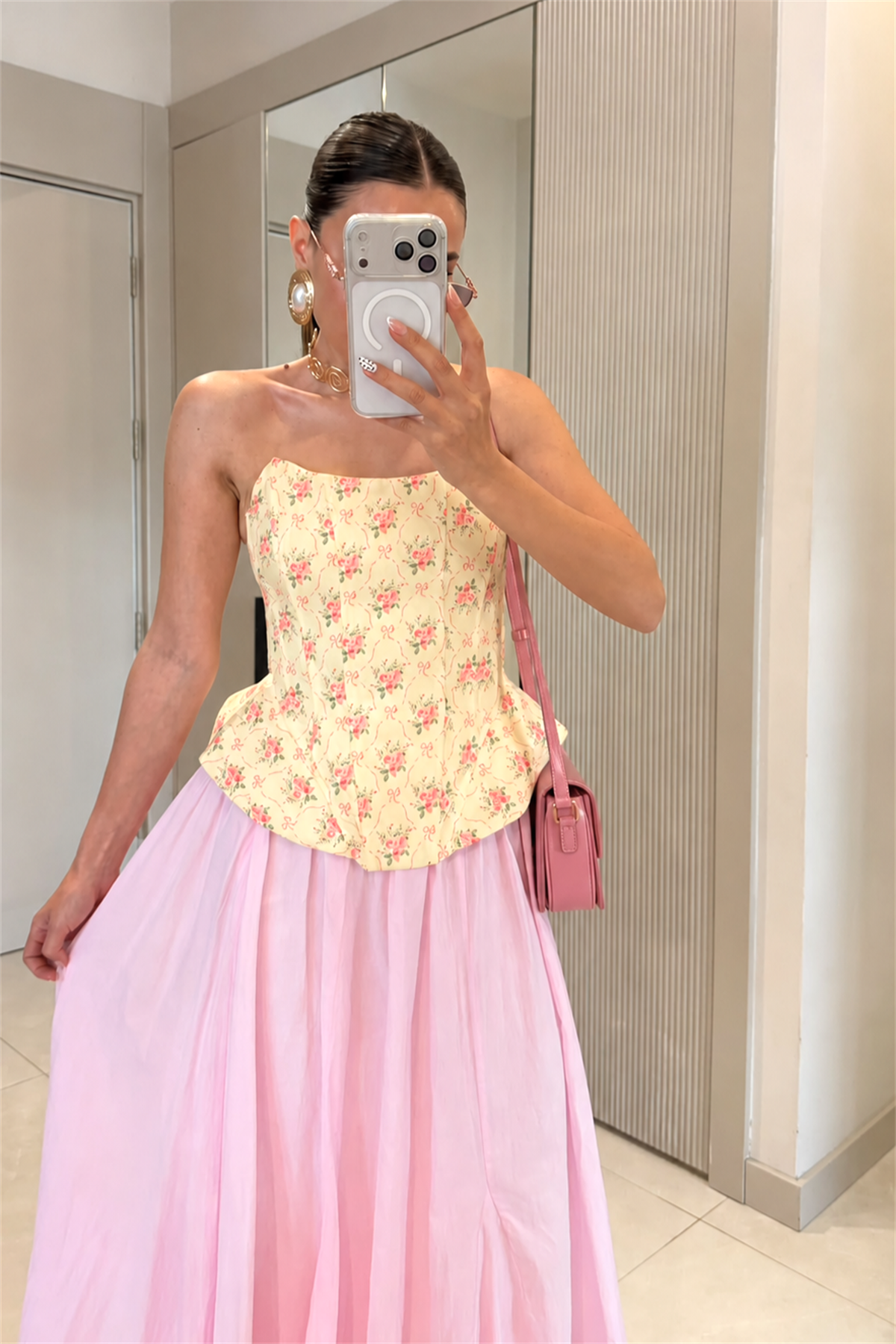 Loleta Sarı Çiçekli Korse Büstiyer
