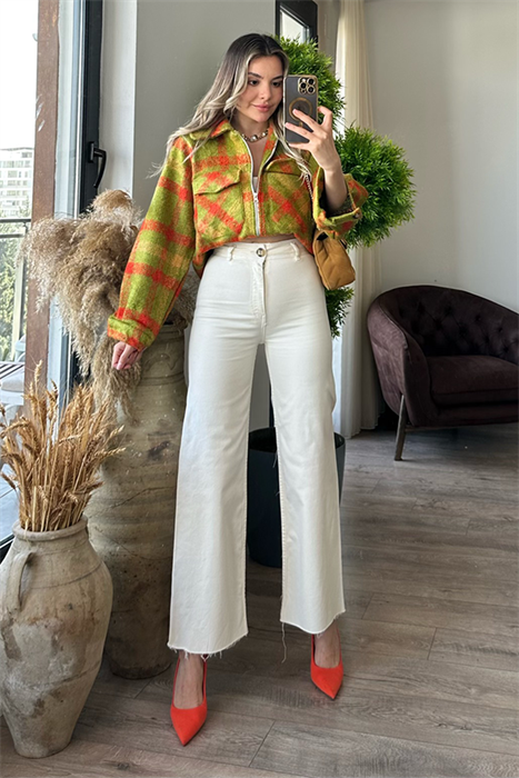 Lona krem ultra yüksek bel wide leg 